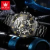 OLEVS 6715 Luxury Watch Bands Hollow Skeleton Waterproof Fashion Sports Luminous Mechanical Watches Men Wrist