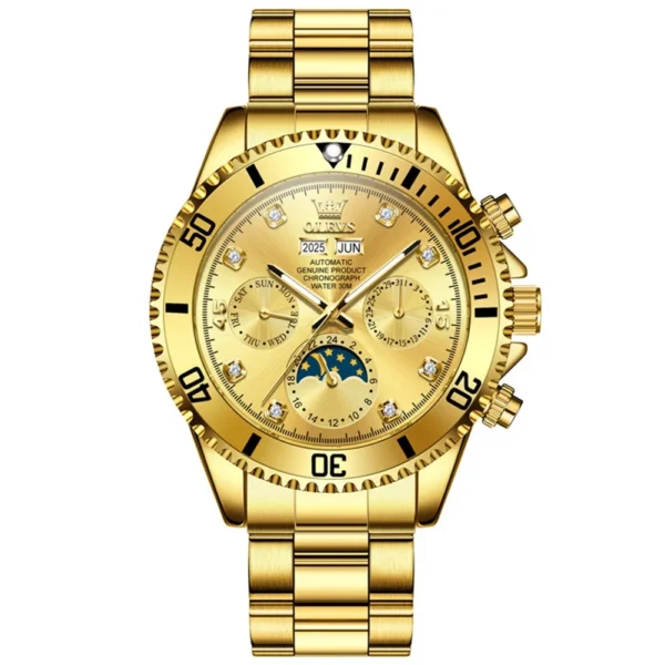 OLEVS 6729 High Quality Luxury Bands Multi Functional Mechanical Watch for Man Luxury Men's Watches GOLD