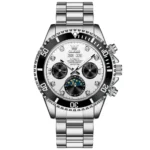 OLEVS 6729 High Quality Luxury Bands Multi Functional Mechanical Watch for Man Luxury Men's Watches silvery white
