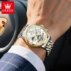 OLEVS 6740 Luxury Hot Moon Phase Bands Waterproof Stainless Steel Hollow Design Automatic Luminous Man Mechanical Watch