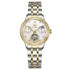 OLEVS 6750 Reloj Bands Stainless Steel Luxury Automatic Moon Phase Lady Watch Mechanical Watch for Woman Gold White