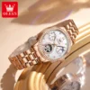 OLEVS 6750 Reloj Bands Stainless Steel Luxury Automatic Moon Phase Lady Watch Mechanical Watch for Woman