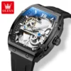OLEVS 6779 Fashion Rubber Brand Waterproof Hollow Skeleton Luminous Automatic Mechanical Watch for Man