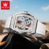 OLEVS 6779 Fashion Rubber Brand Waterproof Hollow Skeleton Luminous Automatic Mechanical Watch for Man