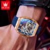 OLEVS 6779 Fashion Rubber Brand Waterproof Hollow Skeleton Luminous Automatic Mechanical Watch for Man