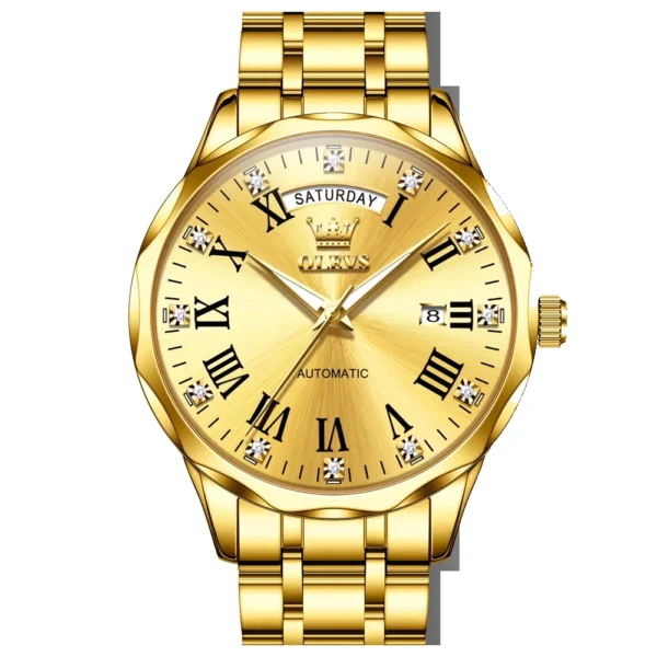 OLEVS 6780 Waterproof Luminous Luxury Men's Watches Automatic Mechanical Watch Waterproof Luminous Automatic Mechanical Watch GOLD