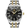 OLEVS 6780 Waterproof Luminous Luxury Men's Watches Automatic Mechanical Watch Waterproof Luminous Automatic Mechanical Watch Gold Black