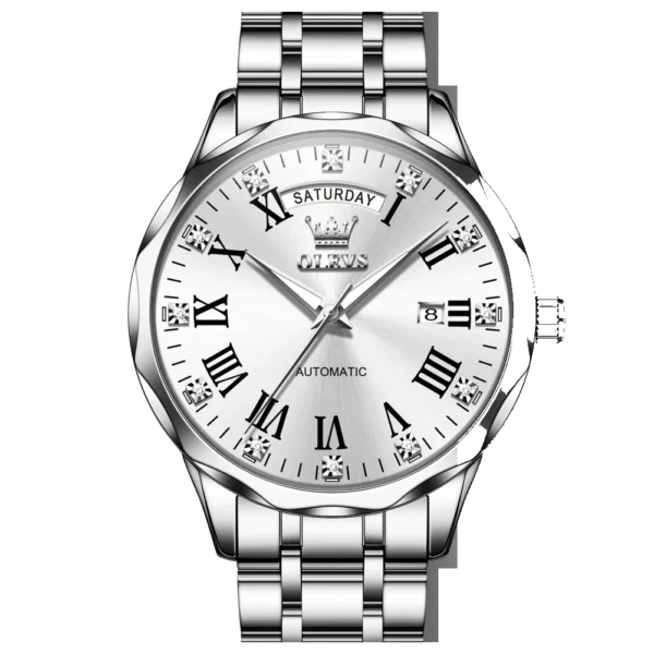 OLEVS 6780 Waterproof Luminous Luxury Men's Watches Automatic Mechanical Watch Waterproof Luminous Automatic Mechanical Watch SILVER WHITE