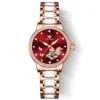 OLEVS 7001 Good Quality Luxury Wrist Watch Women Stainless Steel Waterproof Automatic Mechanical Woman Watches RED