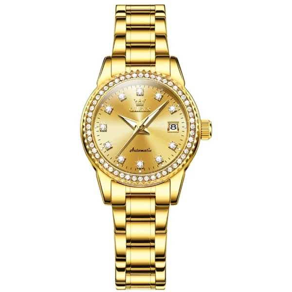 OLEVS 7003 Watch Waterproof Stainless Steel Luxury Calendar Lady Diamonds Sports Women Automatic Mechanical Watch GOLD
