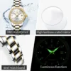 OLEVS 7003 Watch Waterproof Stainless Steel Luxury Calendar Lady Diamonds Sports Women Automatic Mechanical Watch