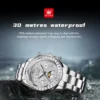 OLEVS 7038 Mechanical Watch Stainless Steel Band Luminous Hollow Skeleton Moon Phase Waterproof Male Diamond Watch