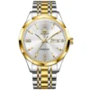 OLEVS 7056 Classic Business Design Automatic Classic Automatic Calendar Diamond Luminous Man Mechanical Watch Golden White