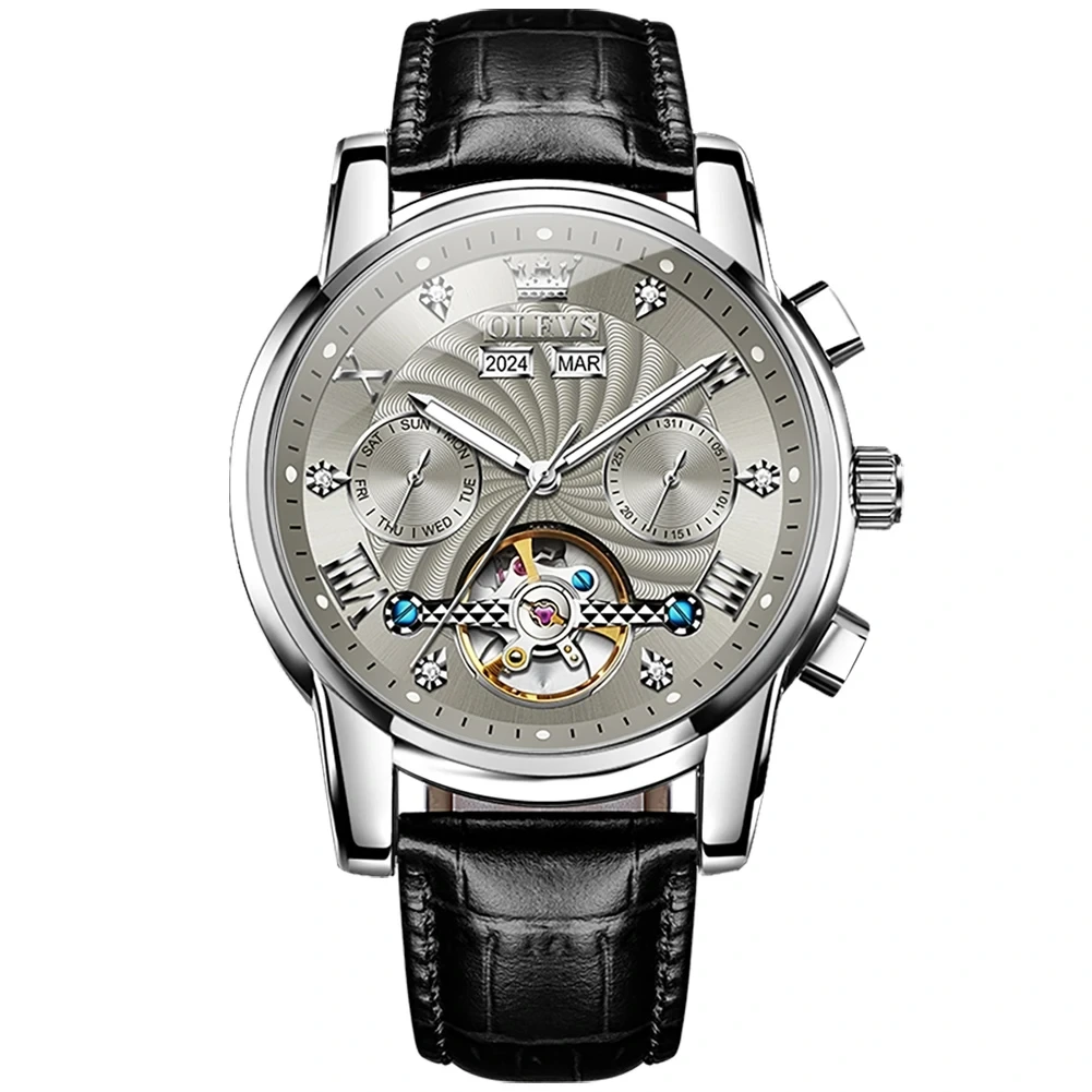 OLEVS-7088-Watch-Luxury-Sports-Bands-Leather-Strap-Calendar-Automatic-Sports-Luminous-Mechanical-Watch-for-Man-SILVER-GRAY OLEVS 7088 Watch Luxury Sports Bands Leather Strap Calendar Automatic Sports Luminous Mechanical Watch for Man SILVER GRAY