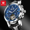OLEVS 7088 Watch Luxury Sports Bands Leather Strap Calendar Automatic Sports Luminous Mechanical Watch for Man