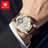 OLEVS 7088 Watch Luxury Sports Bands Leather Strap Calendar Automatic Sports Luminous Mechanical Watch for Man