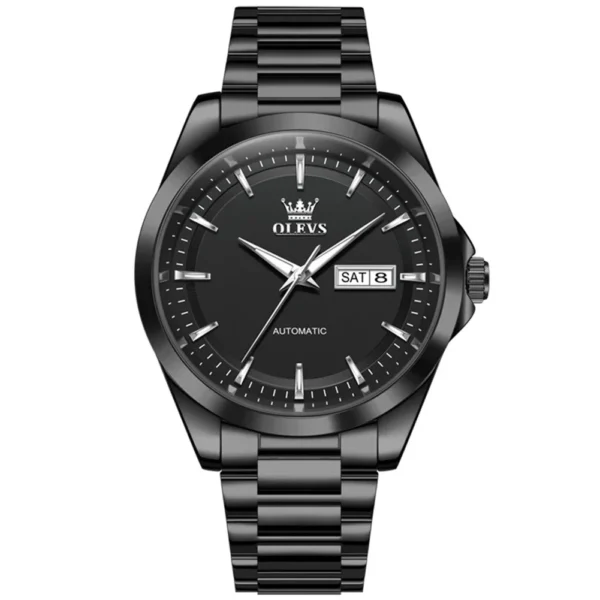 OLEVS 7090 Luxury Calendar Luminous Fashion Classic Waterproof Automatic Mechanical Watch for Man Black