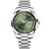 OLEVS 7090 Luxury Calendar Luminous Fashion Classic Waterproof Automatic Mechanical Watch for Man Silver-Green