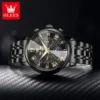 OLEVS 7113 Luxury Sports Brand Stainless Steel Lunar Phase Automatic Luminous Waterproof Business Mechanical Watch for Man
