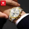 OLEVS 7113 Luxury Sports Brand Stainless Steel Lunar Phase Automatic Luminous Waterproof Business Mechanical Watch for Man