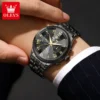 OLEVS 7113 Luxury Sports Brand Stainless Steel Lunar Phase Automatic Luminous Waterproof Business Mechanical Watch for Man