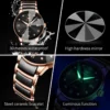 OLEVS 7114 Luxury Classic Business Stainless Steel Ceramic Fashion Waterproof Luminous Quartz Watch for Men