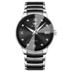 OLEVS 7114 Men’s Luxury Quartz Watch – Stainless Steel & Ceramic