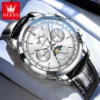 OLEVS 7117 Design Watches for Men Luxury Genuine Leather Strap Automatic Mechanical Watch