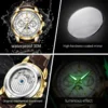 OLEVS 7117 Design Watches for Men Luxury Genuine Leather Strap Automatic Mechanical Watch