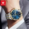 OLEVS 9946 Man Watch Fashion Stainless Steel Men Luxury Mechanical Automatic Classics Calendar Luminous Watch Watch for Men