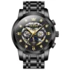 OLEVS For OLEVS 6721 Hollow Skeleton Diamond Moon Phase Mechanical Watch Waterproof Automatic Fashion Stainless Steel 20mm Black