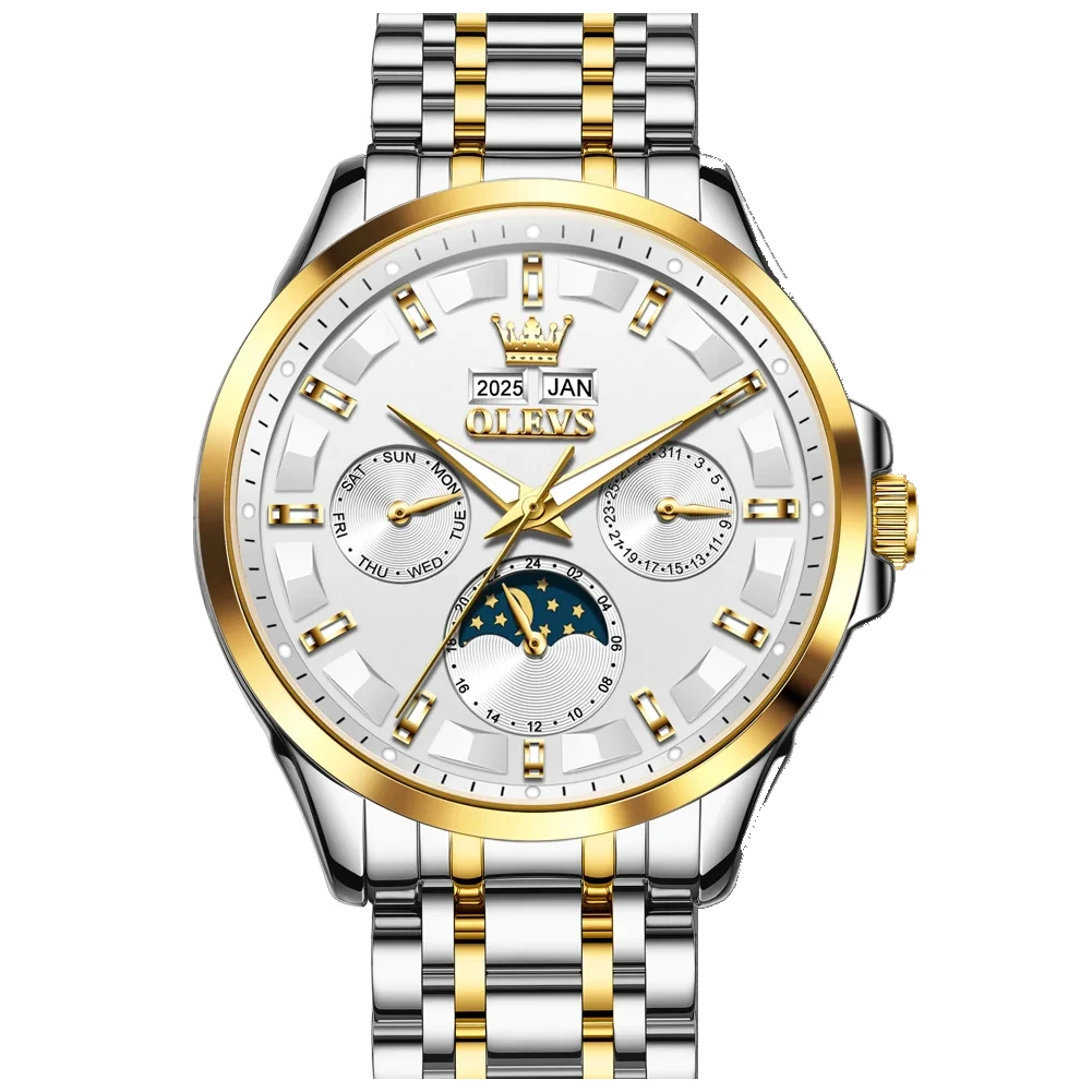OLEVS-For-OLEVS-7070-Luxury-Automatic-Mechanical-Sports-Watch-Multifunctional-Diamond-Moon-Phase-Stainless-Steel-Gold-White OLEVS For OLEVS 7070 Luxury Automatic Mechanical Sports Watch Multifunctional Diamond Moon Phase Stainless Steel Gold White
