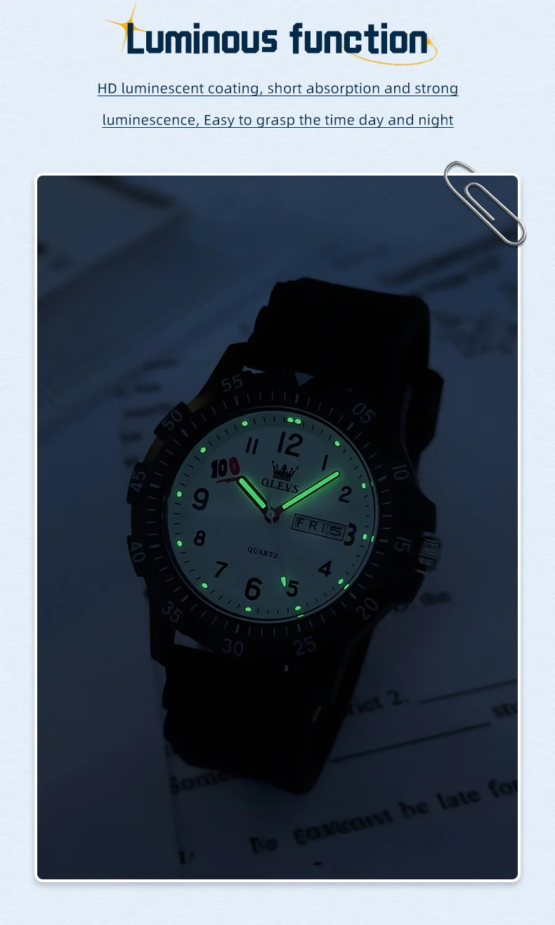 OLEVS 2705 Design Watch Design Sports Fashion Waterproof Luminous Student Quartz Watch 10