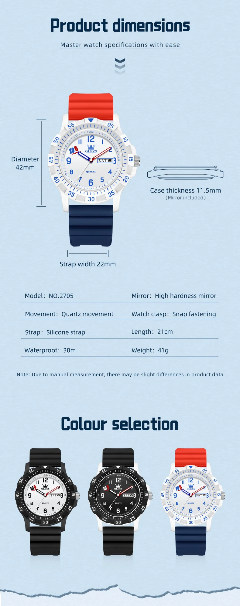 OLEVS 2705 Design Watch Design Sports Fashion Waterproof Luminous Student Quartz Watch 8