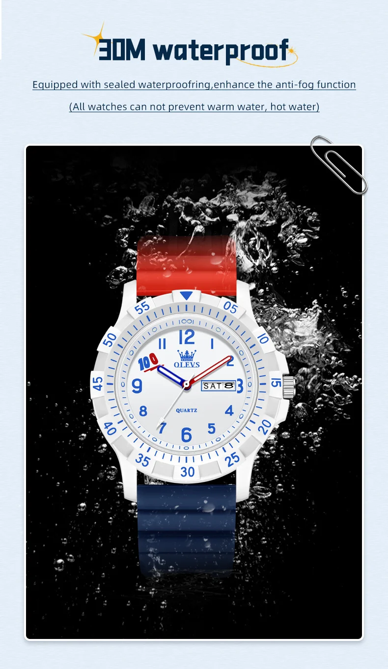 OLEVS 2705 Design Watch Design Sports Fashion Waterproof Luminous Student Quartz Watch 9