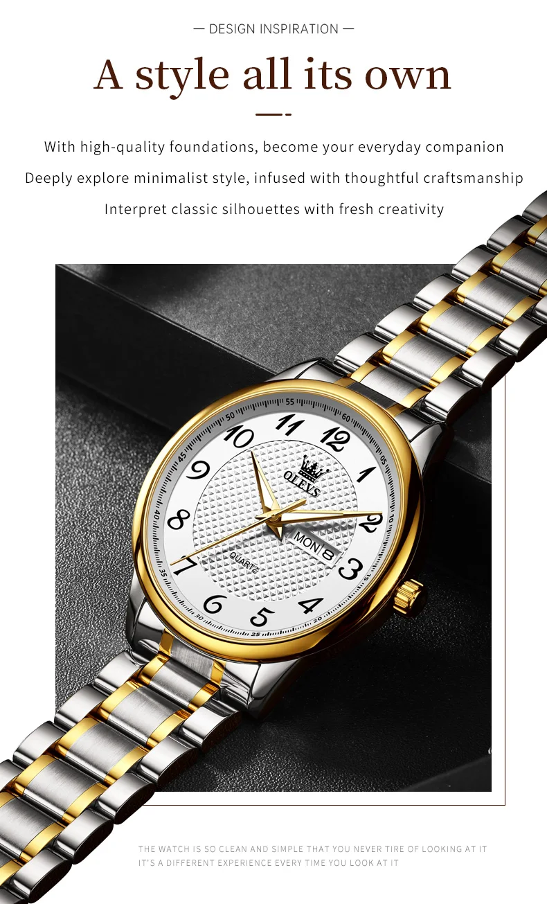 OLEVS 5667 Luxury Bands Stainless Steel Japanese Movement Classic Business Man Waterproof Luminous Quartz Watch 2