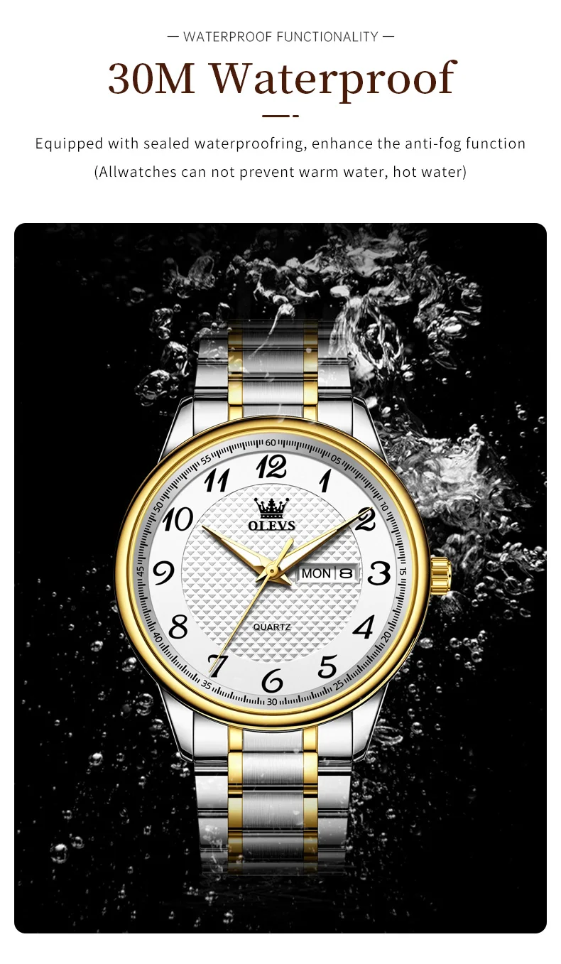 OLEVS 5667 Luxury Bands Stainless Steel Japanese Movement Classic Business Man Waterproof Luminous Quartz Watch 6