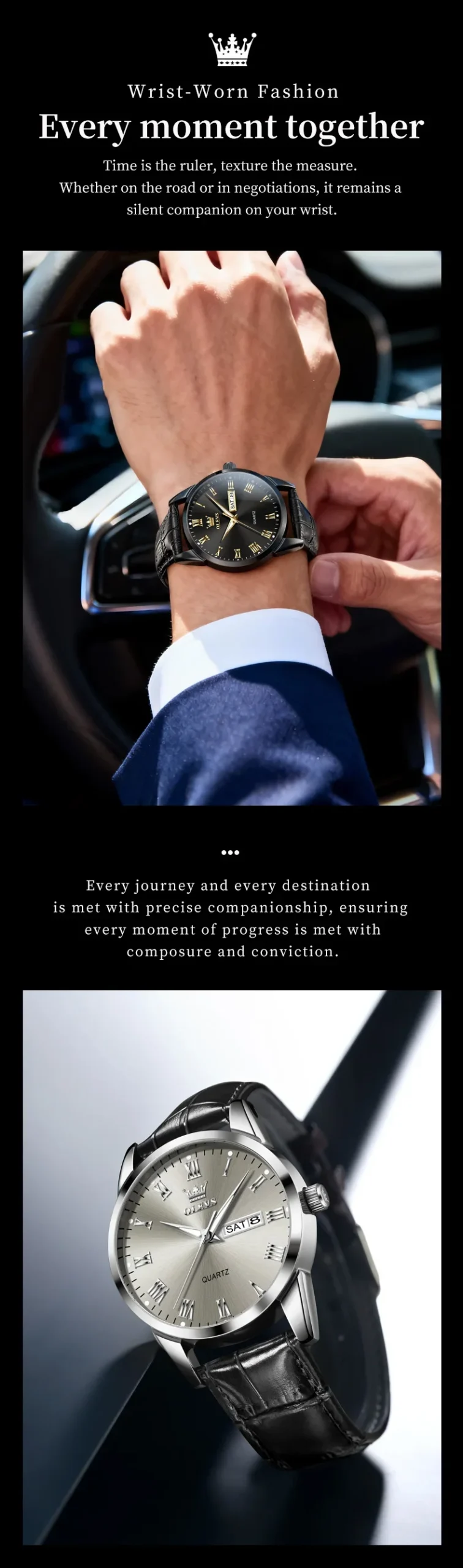 OLEVS 5892 Designer Men Watch Leather Strap Luxury Bands Classic Waterproof Man Quartz Watch 6