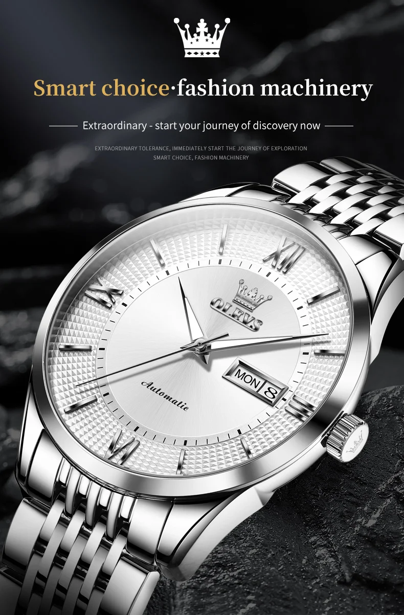 OLEVS 6657 Waterproof Chronograph Watch Bands Mens Sports Style Stainless Steel Watches Men Luxury Wrist Automatic Watch 1