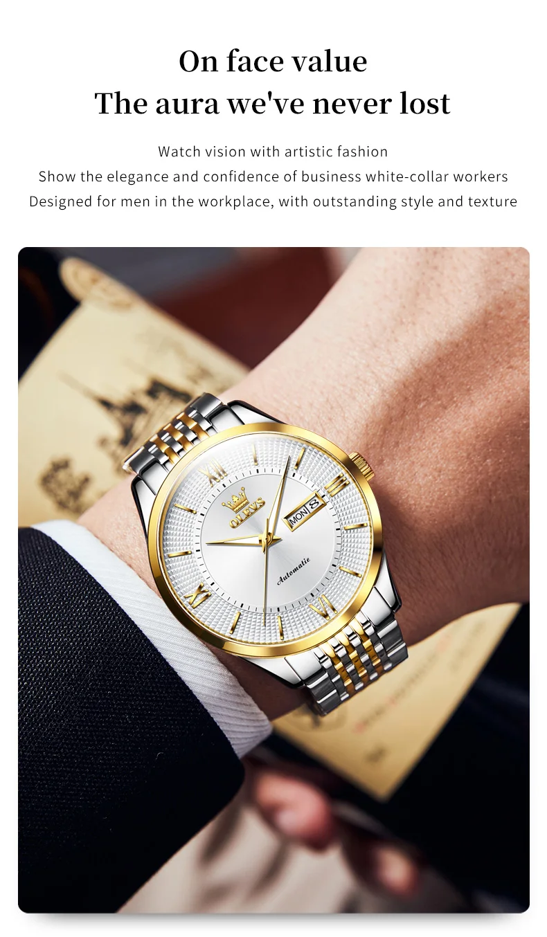 OLEVS 6657 Waterproof Chronograph Watch Bands Mens Sports Style Stainless Steel Watches Men Luxury Wrist Automatic Watch 13