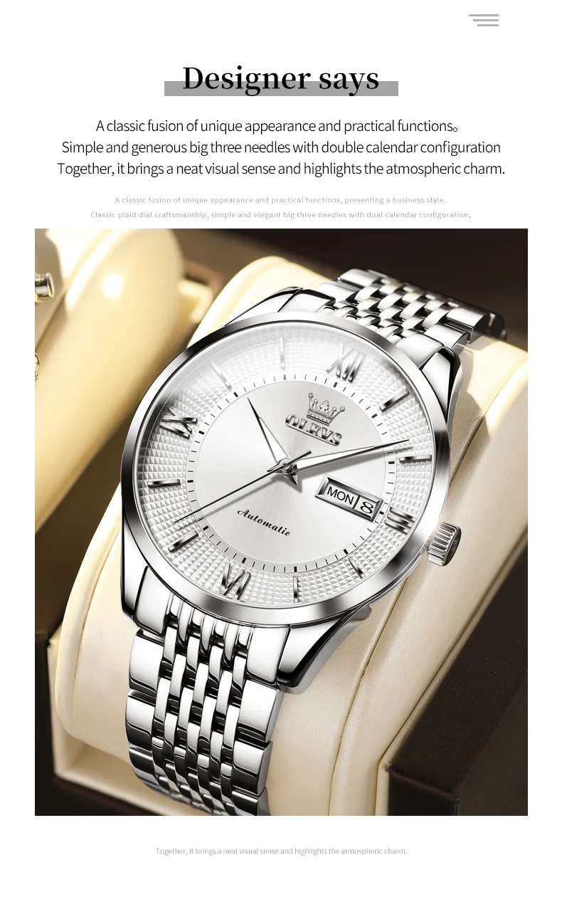 OLEVS 6657 Waterproof Chronograph Watch Bands Mens Sports Style Stainless Steel Watches Men Luxury Wrist Automatic Watch 3