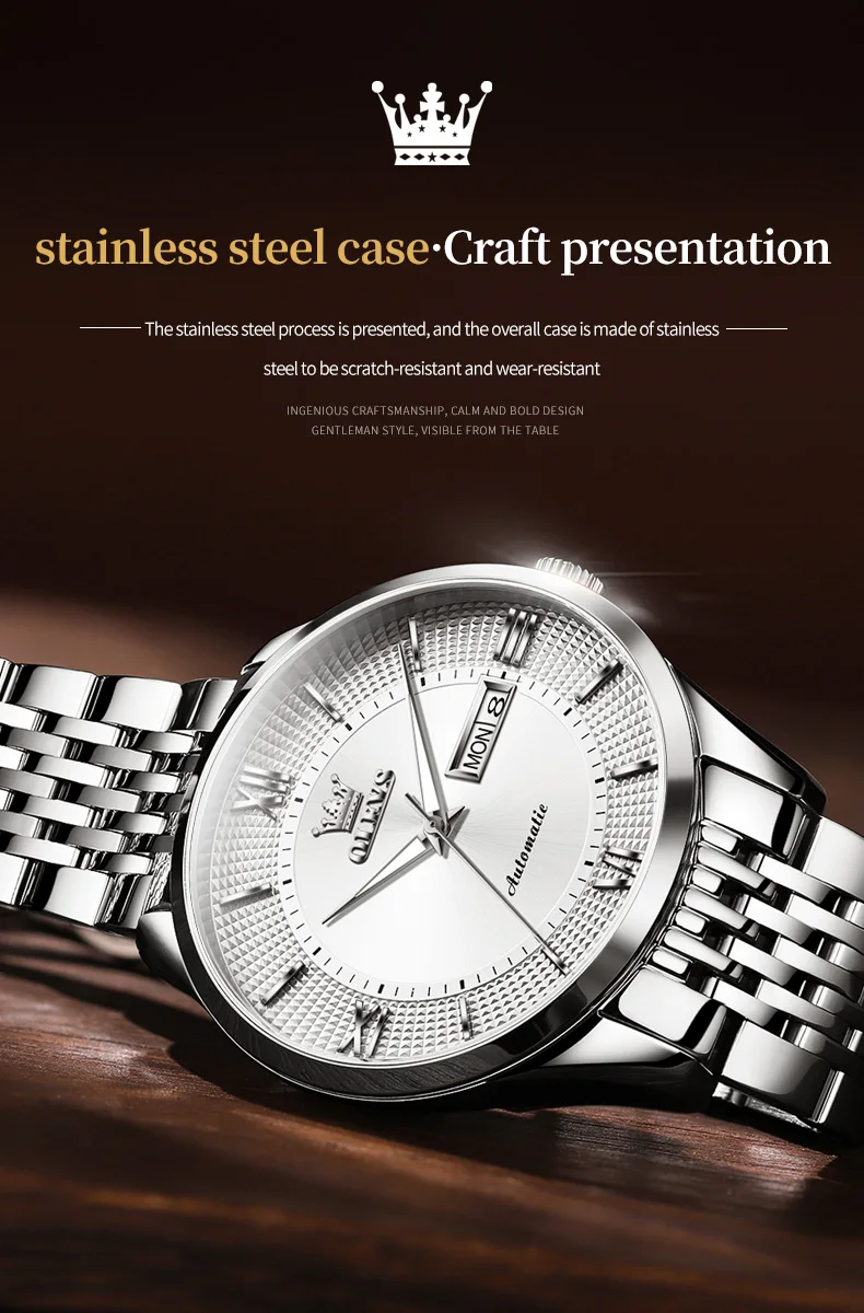 OLEVS 6657 Waterproof Chronograph Watch Bands Mens Sports Style Stainless Steel Watches Men Luxury Wrist Automatic Watch 4