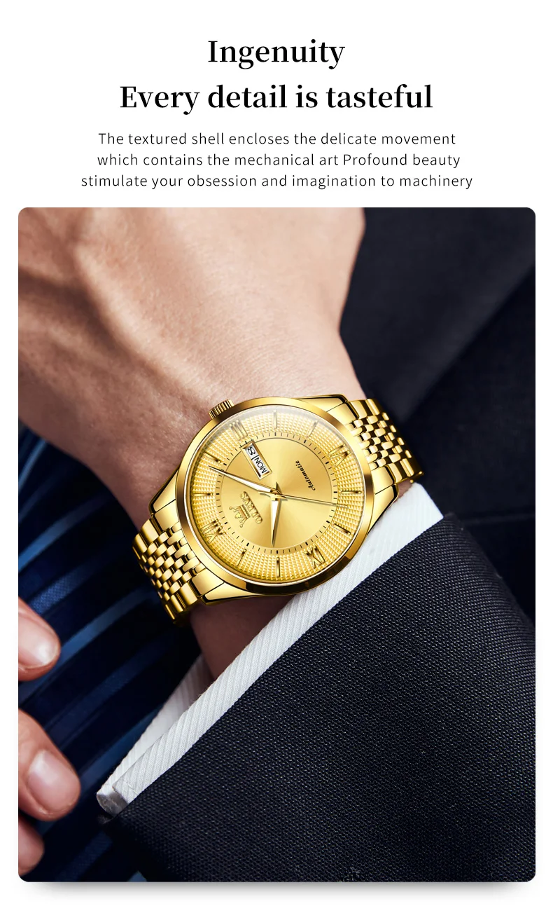 OLEVS 6657 Waterproof Chronograph Watch Bands Mens Sports Style Stainless Steel Watches Men Luxury Wrist Automatic Watch 5
