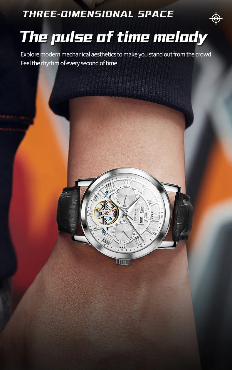 OLEVS 6668 Odm Customizable Watch Hollow Skeleton Watch Business Luminous Stainless Steel Automatic Mechanical Watch for Man 13