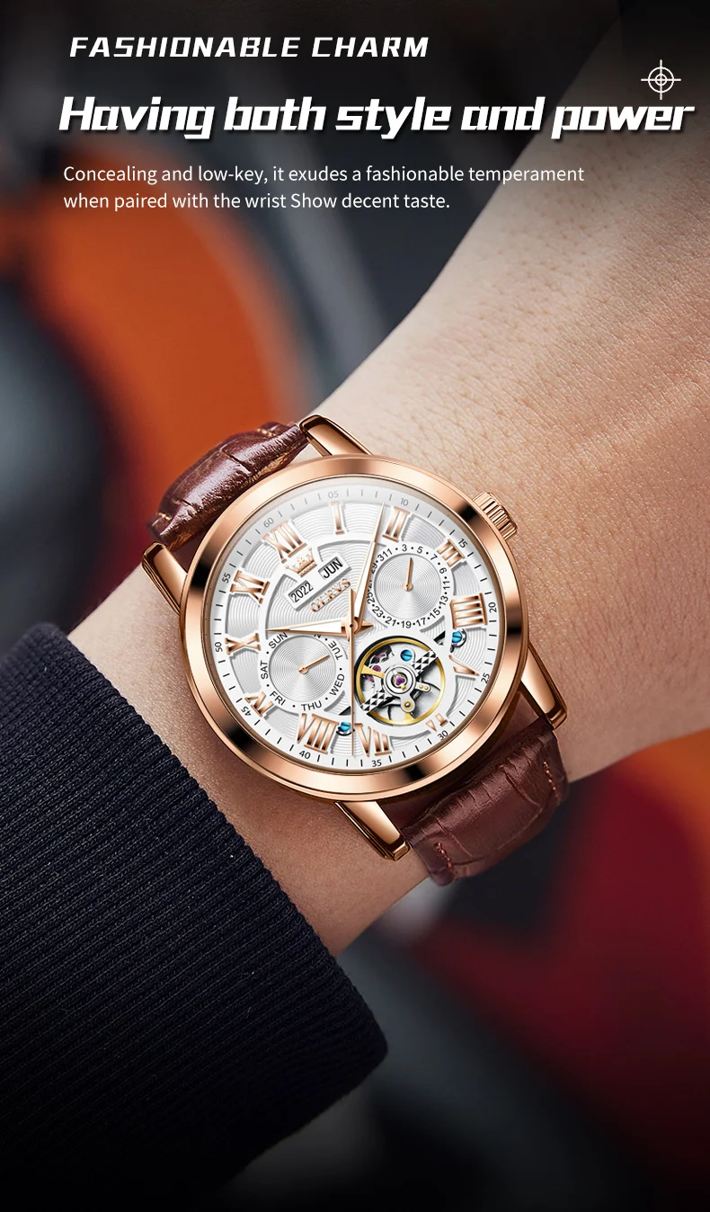 OLEVS 6668 Odm Customizable Watch Hollow Skeleton Watch Business Luminous Stainless Steel Automatic Mechanical Watch for Man 14