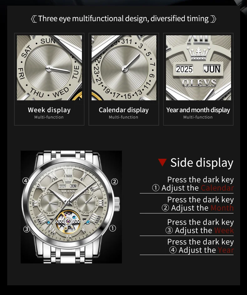OLEVS 6668 Odm Customizable Watch Hollow Skeleton Watch Business Luminous Stainless Steel Automatic Mechanical Watch for Man 5
