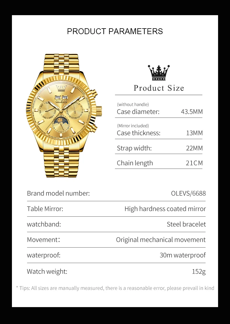 OLEVS 6688 Luxury Men Odm Luminous Odm Mechanical Moon Phase Watches Automatic Tourbillon Watch for Man 11