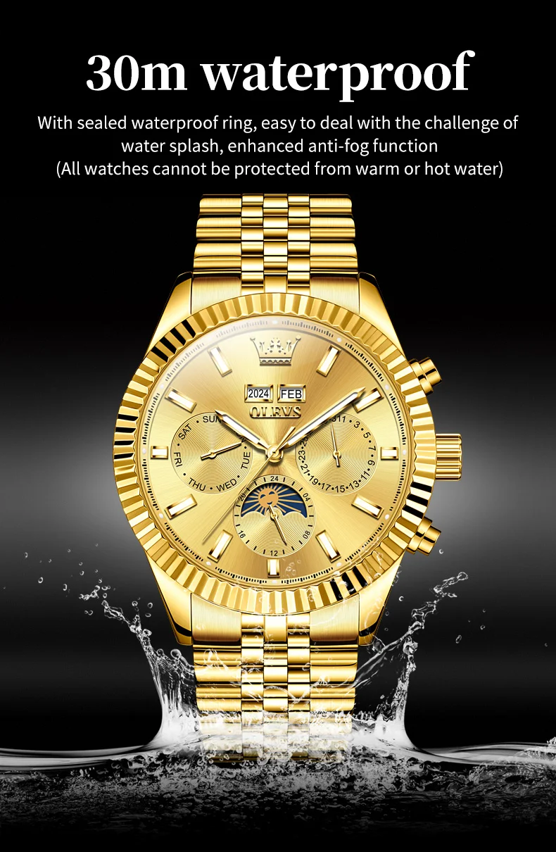 OLEVS 6688 Luxury Men Odm Luminous Odm Mechanical Moon Phase Watches Automatic Tourbillon Watch for Man 14