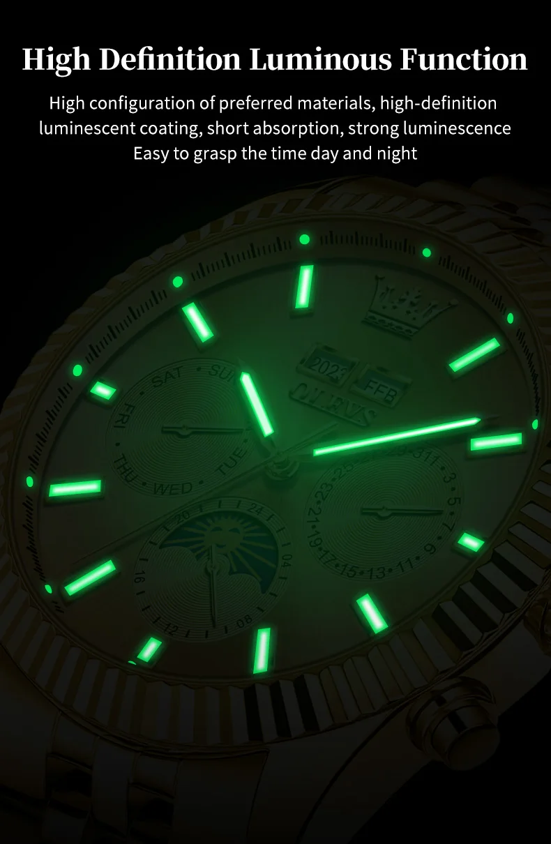 OLEVS 6688 Luxury Men Odm Luminous Odm Mechanical Moon Phase Watches Automatic Tourbillon Watch for Man 15