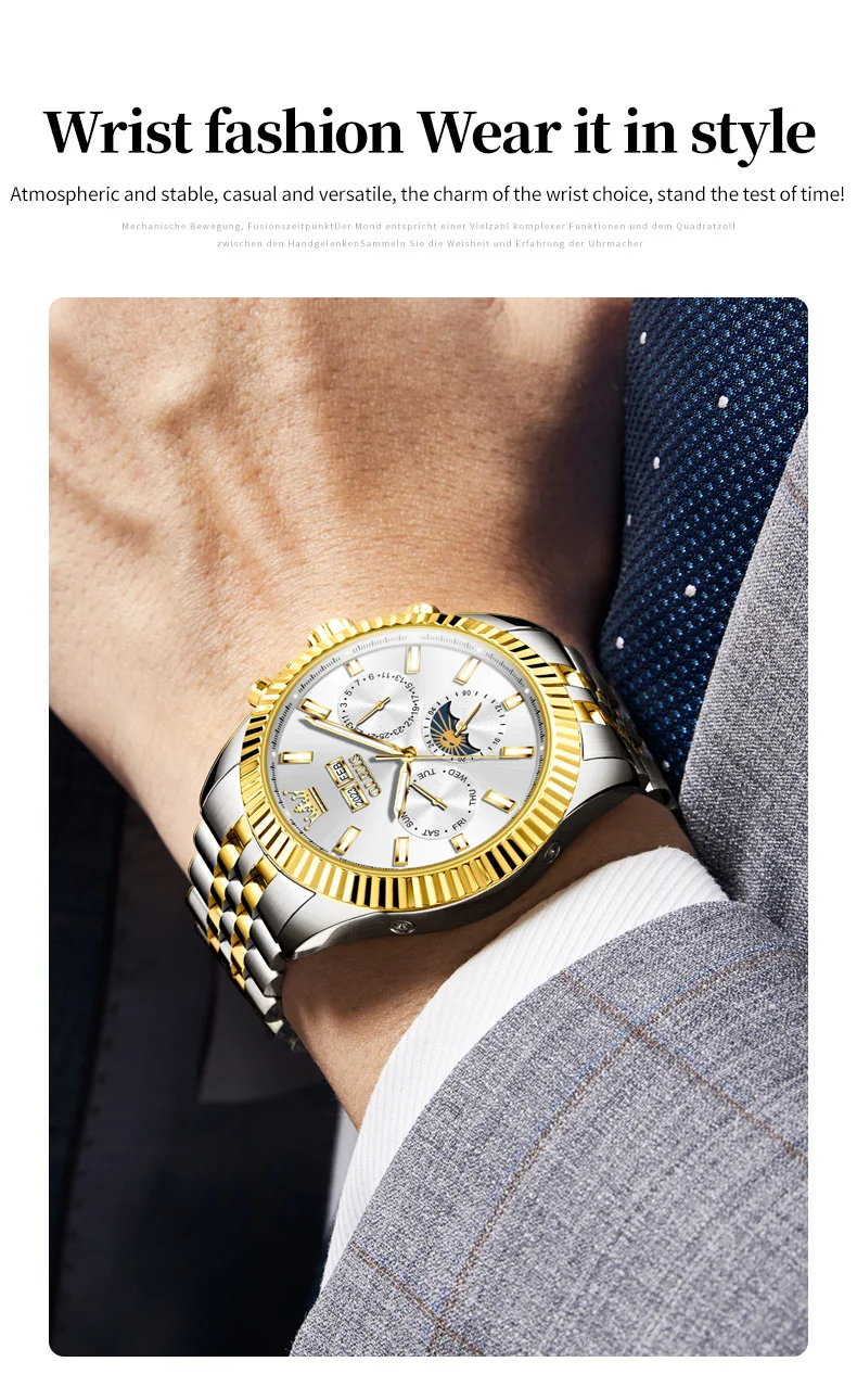 OLEVS 6688 Luxury Men Odm Luminous Odm Mechanical Moon Phase Watches Automatic Tourbillon Watch for Man 4